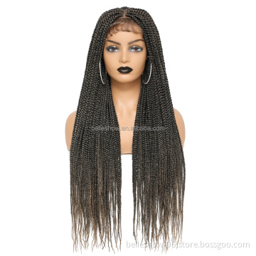 Top Box Twist Braids Wigs With Baby Hair  30 Inch Fully Handmade 4X4 Synthetic box braids lace front wig